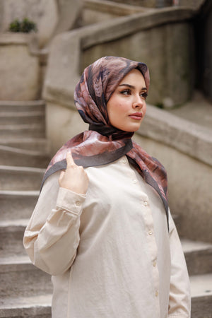 Tensel Eşarp - Rose Desen - Gül Kurusu