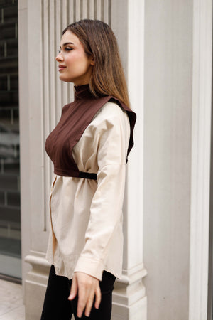 Penye Tesettür Boyunluk - %100 Pamuk - Kahverengi