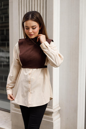 Penye Tesettür Boyunluk - %100 Pamuk - Kahverengi