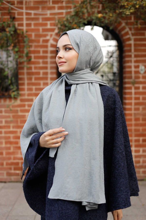 Soft Jakar Şal - Dama Desen - Gümüş