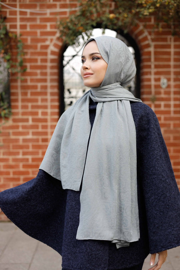 Soft Jakar Şal - Dama Desen - Gümüş