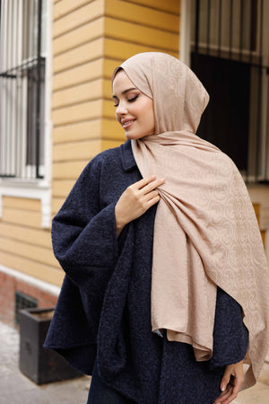 Soft Jakar Şal - Dama Desen - Sütlü Kahve