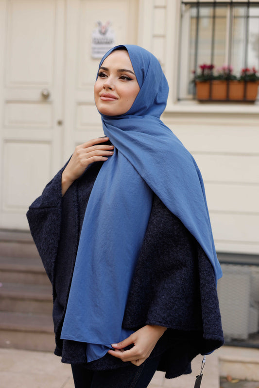 Soft Jakar Şal - Düz - İndigo
