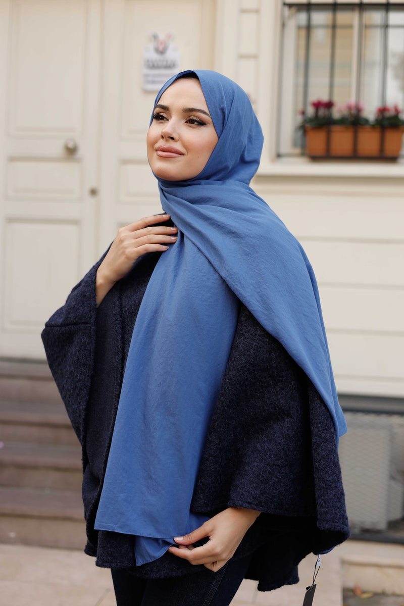 Soft Jakar Şal - Düz - İndigo