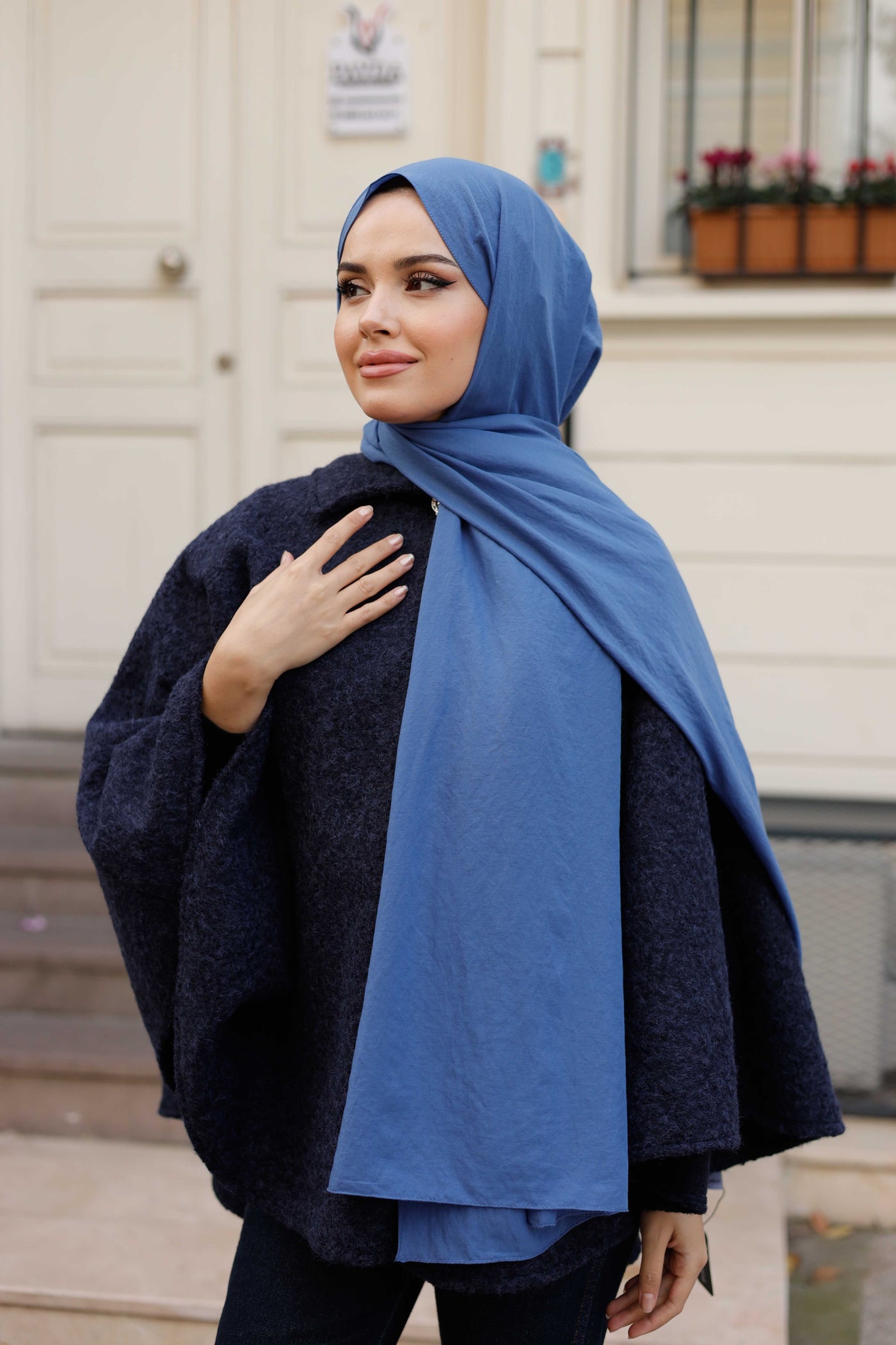 Soft Jakar Şal - Düz - İndigo