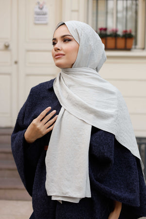 Soft Jakar Şal - Dama Desen - Açık Taş