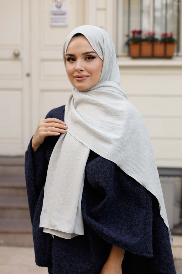 Soft Jakar Şal - Dama Desen - Açık Taş