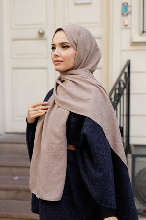 Soft Jakar Şal - Dama Desen - Vizon