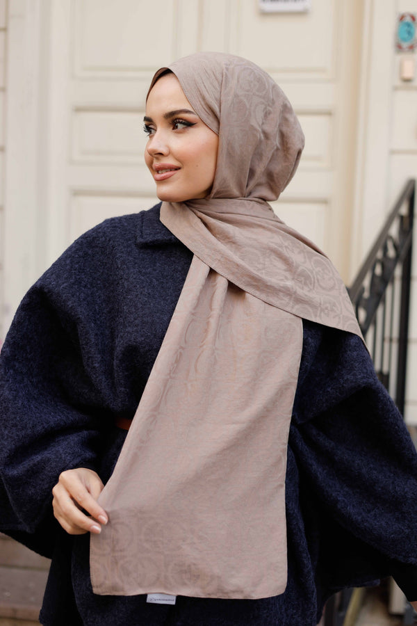 Soft Jakar Şal - Dama Desen - Vizon