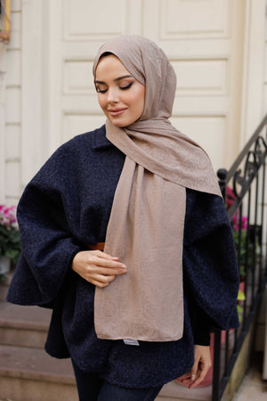 Soft Jakar Şal - Dama Desen - Vizon