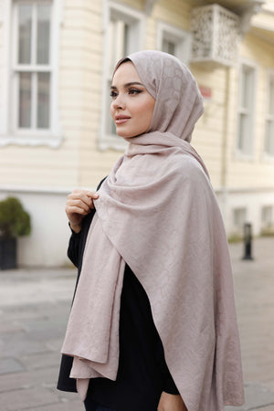 Soft Jakar Şal - Zincir Desen - Toz Pembe