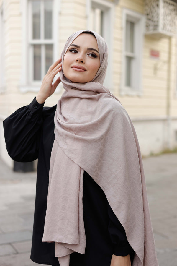 Soft Jakar Şal - Zincir Desen - Toz Pembe