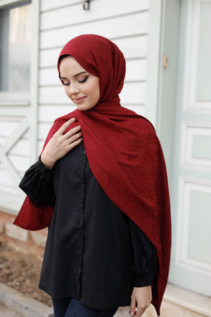 Soft Jakar Şal - Dama Desen - Bordo