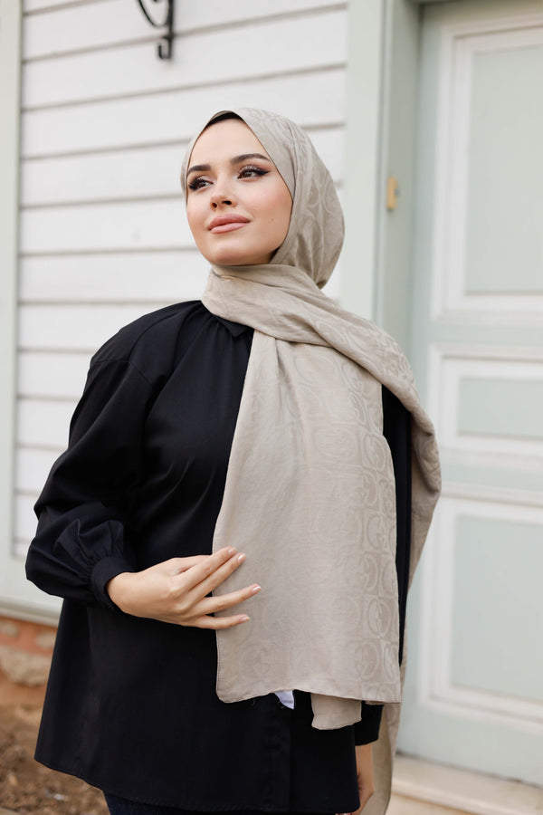 Soft Jakar Şal - Dama Desen - Bej