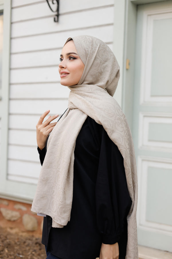 Soft Jakar Şal - Dama Desen - Bej
