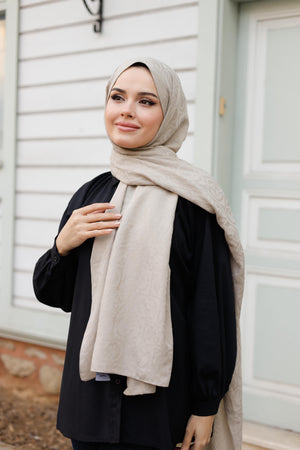 Soft Jakar Şal - Dama Desen - Bej