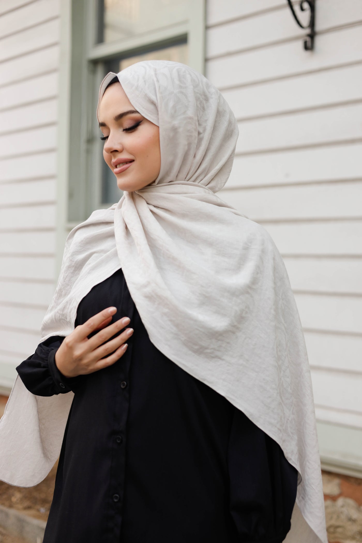 Soft Jakar Şal - Dama Desen - Latte