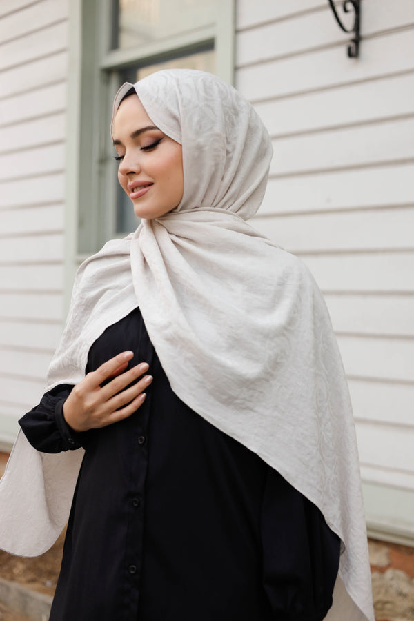 Soft Jakar Şal - Dama Desen - Latte