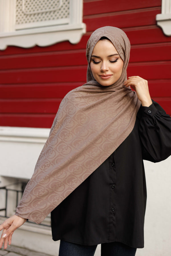 Soft Jakar Şal - Dama Desen - Mocha