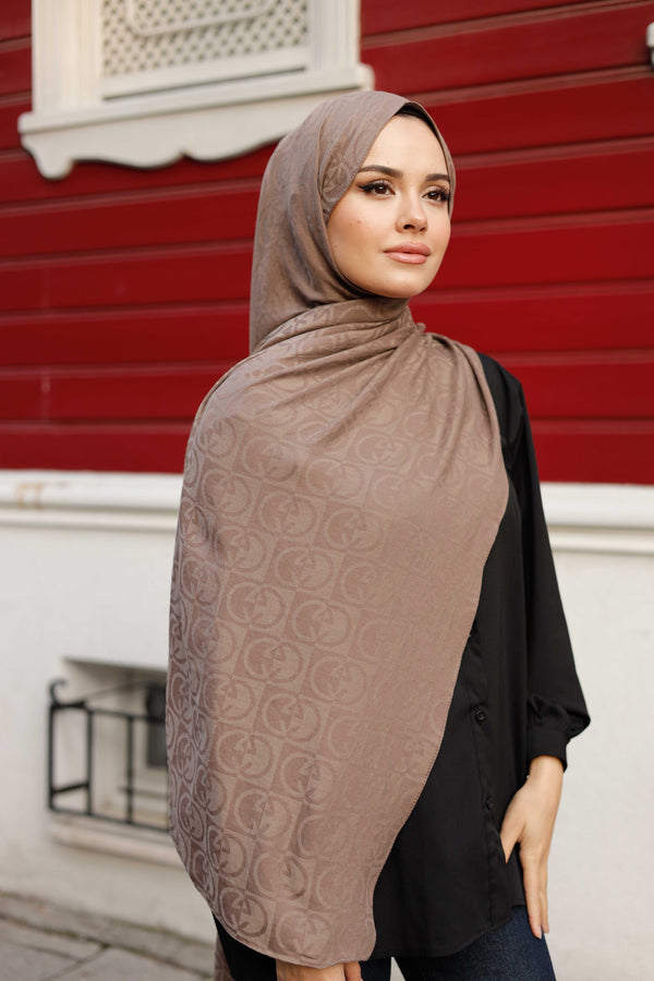 Soft Jakar Şal - Dama Desen - Mocha