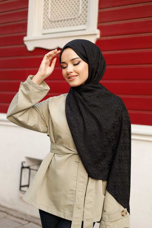 Soft Jakar Şal - Dama Desen - Siyah