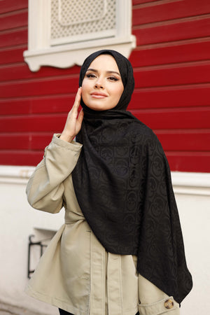 Soft Jakar Şal - Dama Desen - Siyah