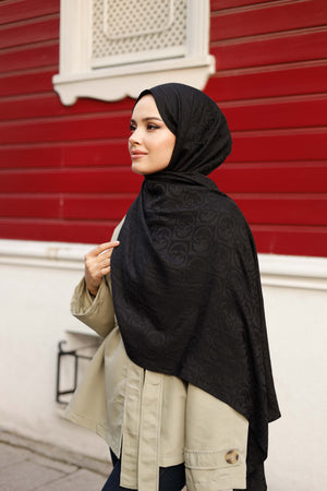 Soft Jakar Şal - Dama Desen - Siyah