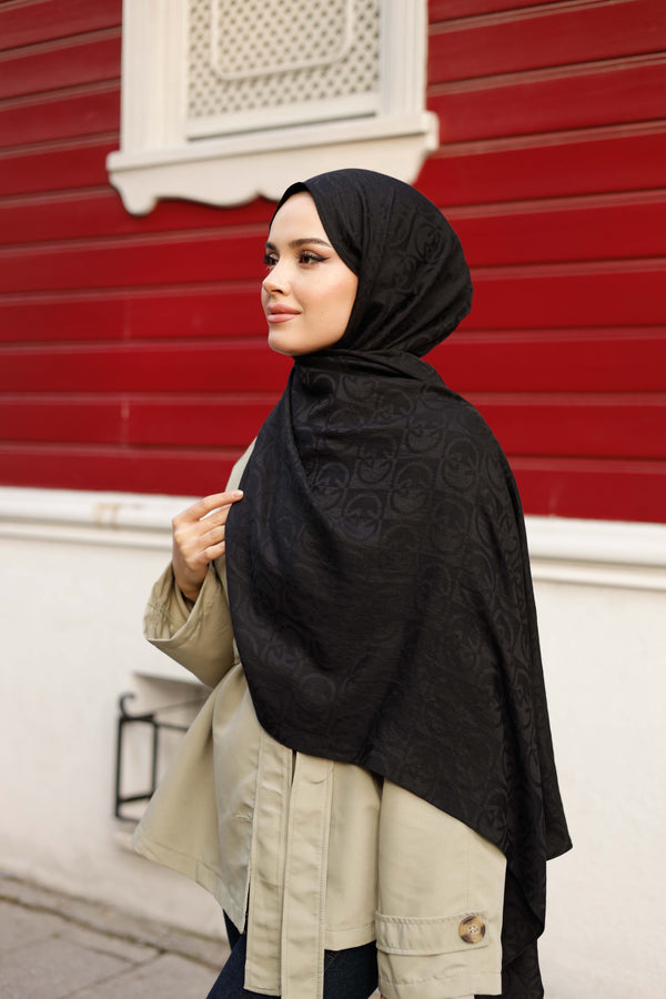 Soft Jakar Şal - Dama Desen - Siyah