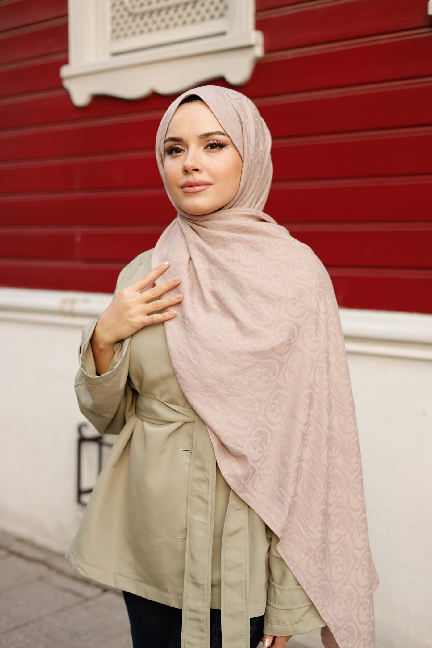 Soft Jakar Şal - Dama Desen - Toz Pembe