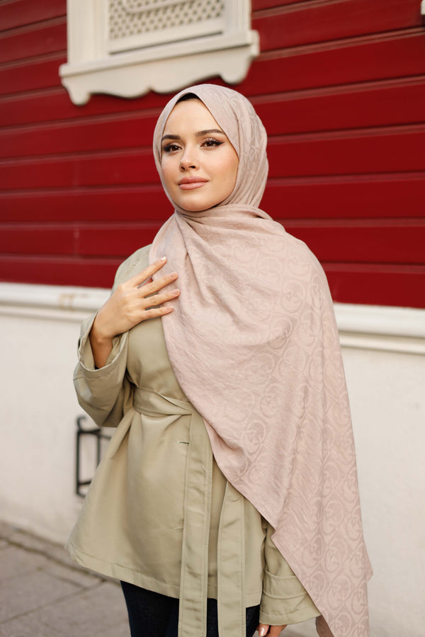 Soft Jakar Şal - Dama Desen - Toz Pembe