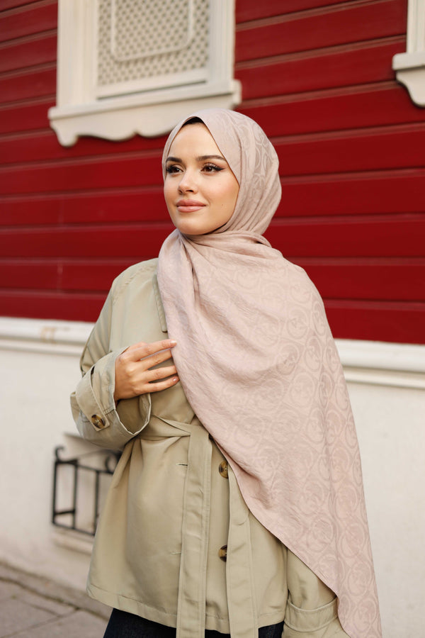 Soft Jakar Şal - Dama Desen - Toz Pembe