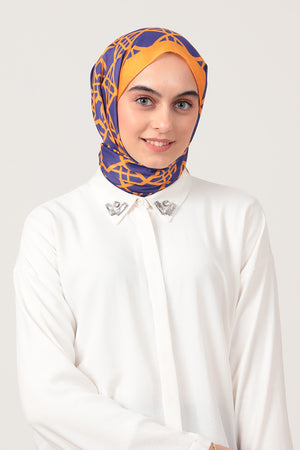 Pamuk İpek Şal - Baklava Desen - Mor