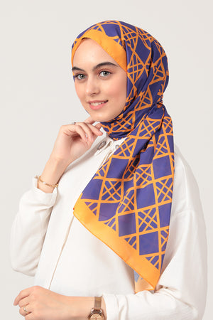 Pamuk İpek Şal - Baklava Desen - Mor