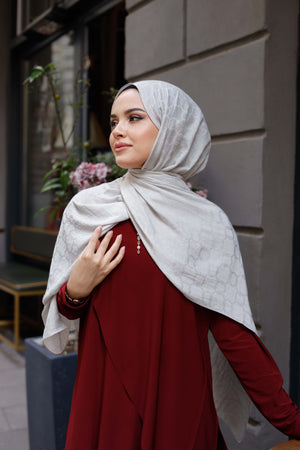 Soft Jakar Şal - Zincir Desen - Açık Taş