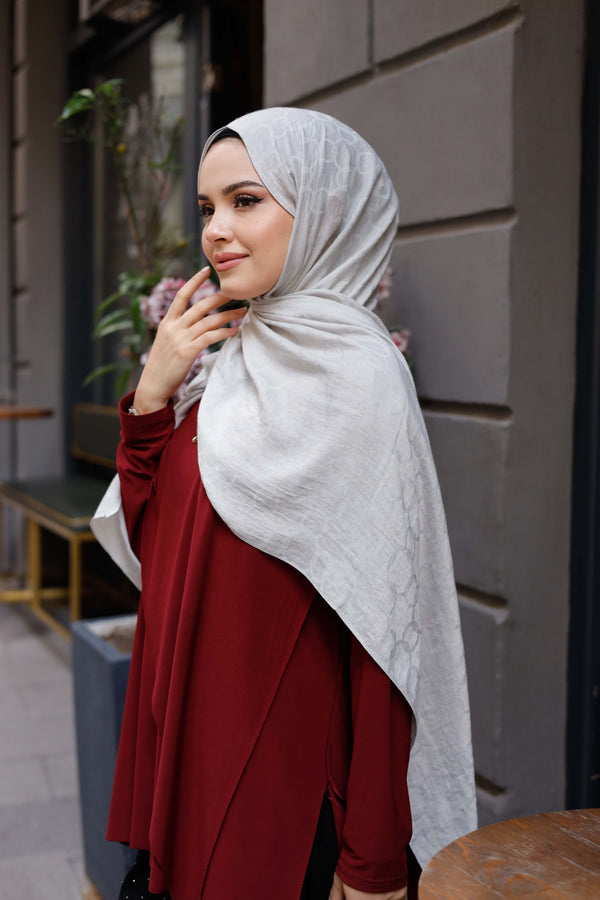 Soft Jakar Şal - Zincir Desen - Açık Taş