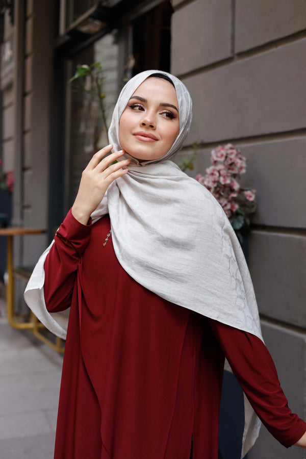 Soft Jakar Şal - Zincir Desen - Açık Taş