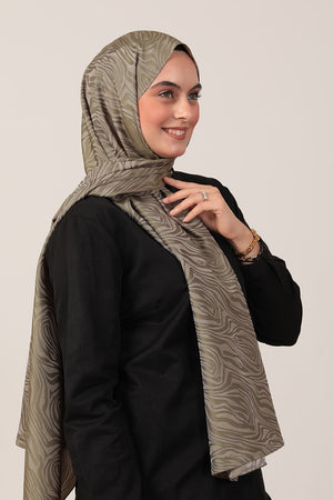 İpeksi Çift Taraflı Jakar Şal - Zebra  - Çağla Yeşili