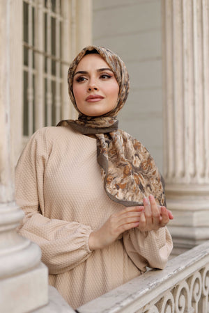 Tensel Eşarp - Batik Desen - Haki Yeşili