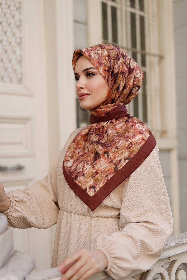 Tensel Eşarp - Batik Desen - Mürdüm