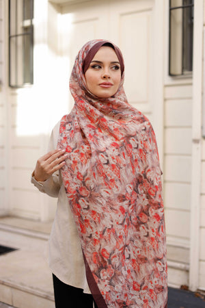 Tensel Şal - Batik Desen - Bordo