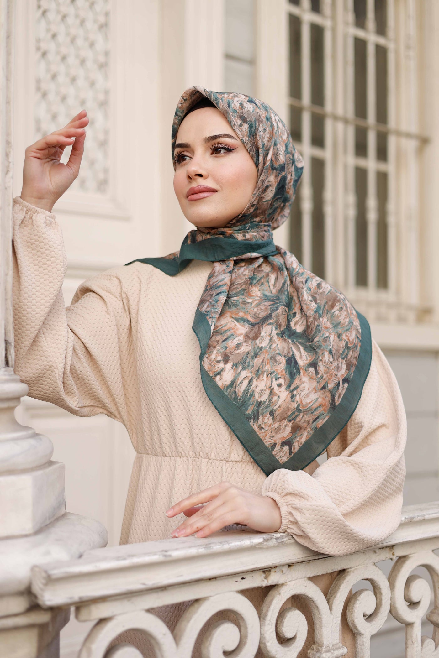 Tensel Eşarp - Batik Desen - Zümrüt Yeşili