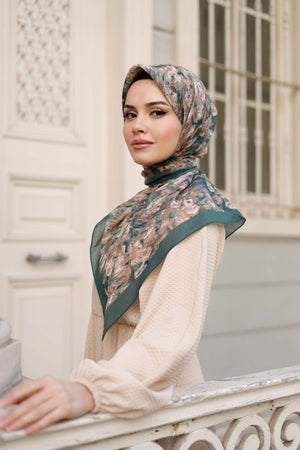 Tensel Eşarp - Batik Desen - Zümrüt Yeşili