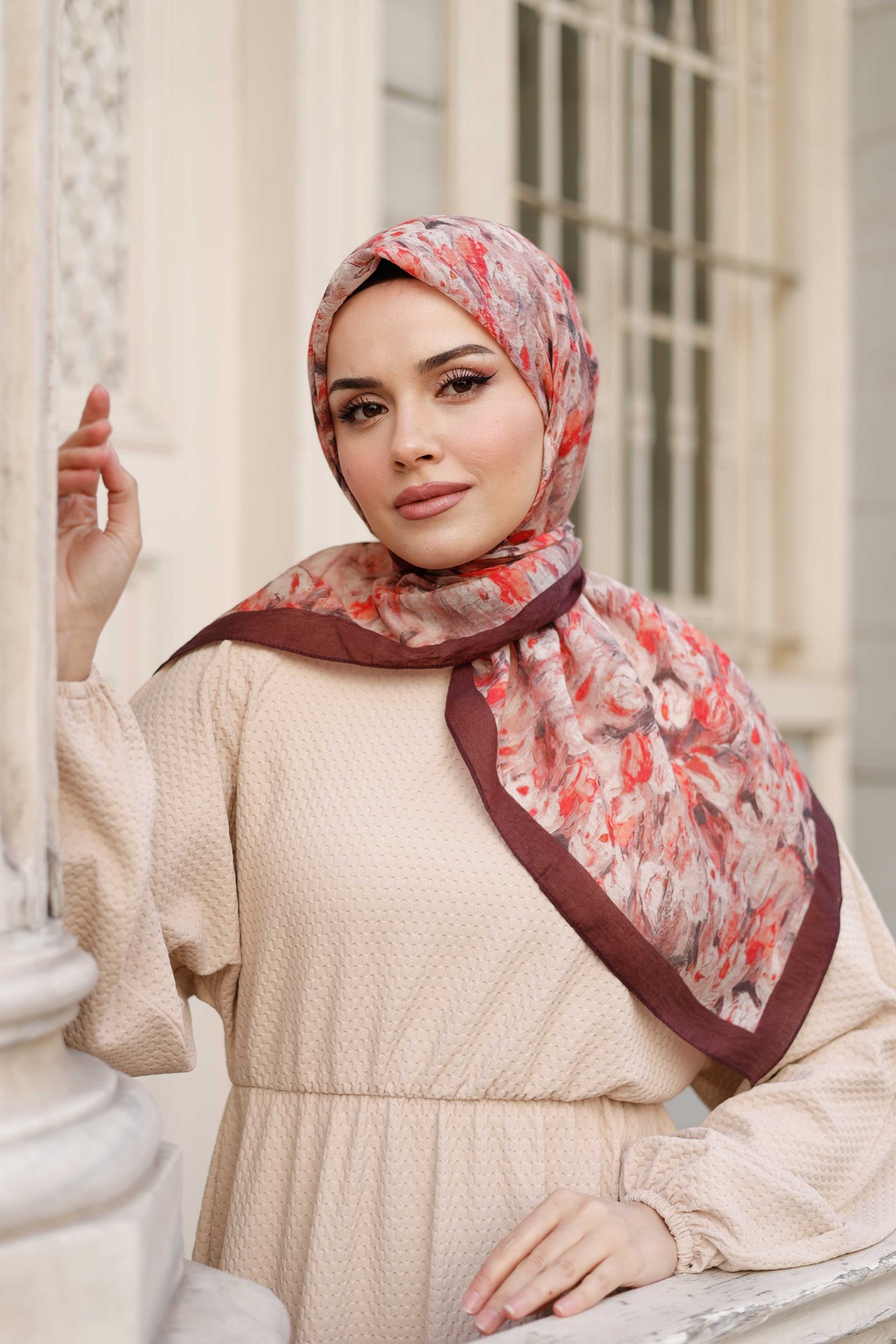 Tensel Eşarp - Batik Desen - Bordo