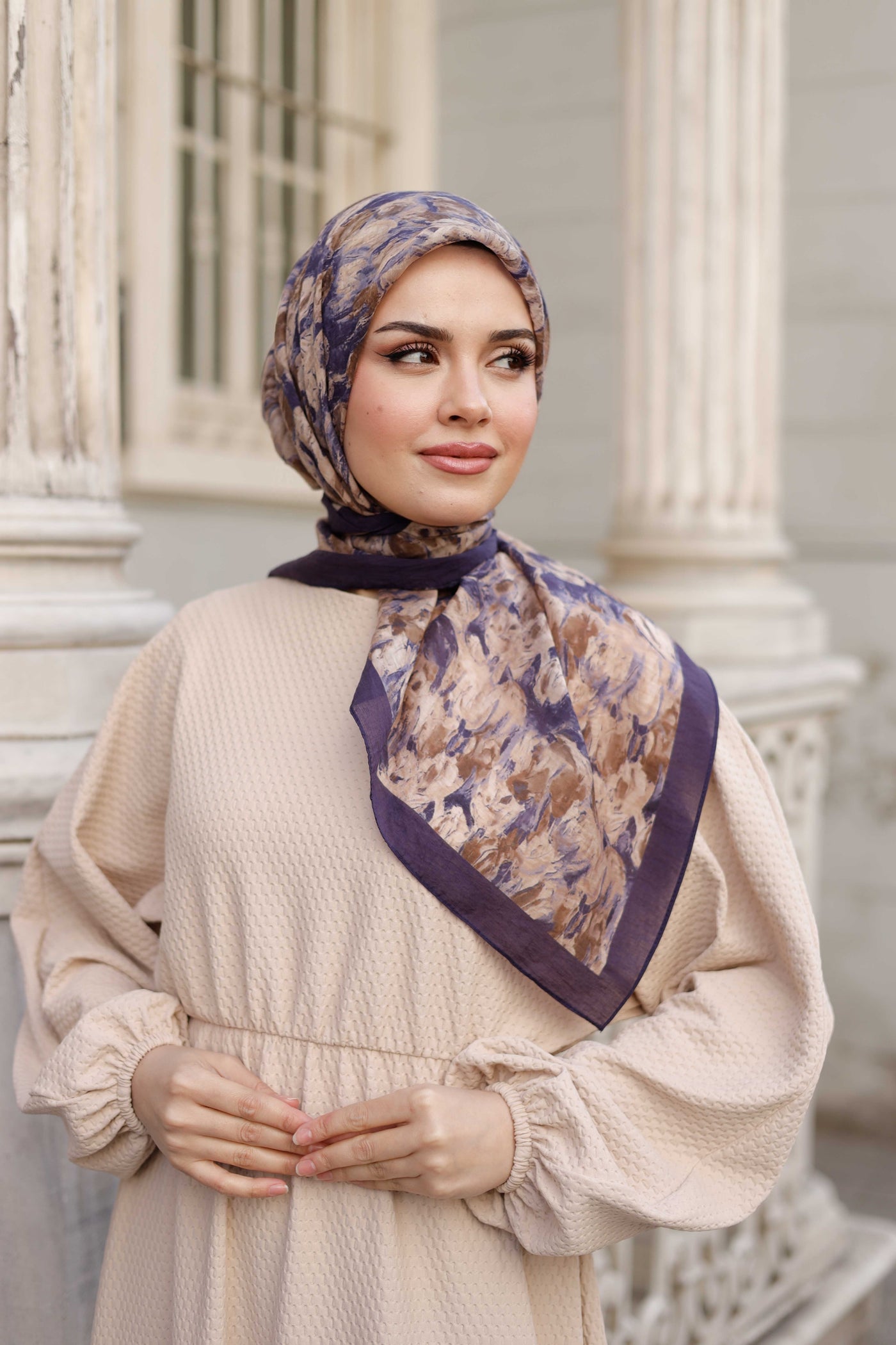 Tensel Eşarp - Batik Desen - Mor