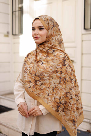 Tensel Şal - Batik Desen - Hardal