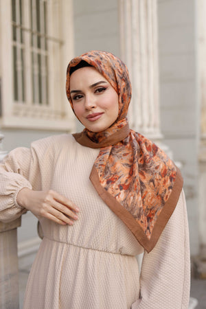 Tensel Eşarp - Batik Desen - Sıcak Kahve