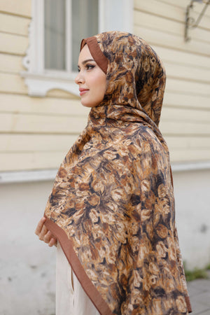 Tensel Şal - Batik Desen - Kahverengi