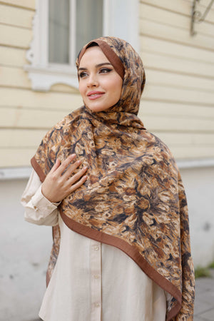 Tensel Şal - Batik Desen - Kahverengi
