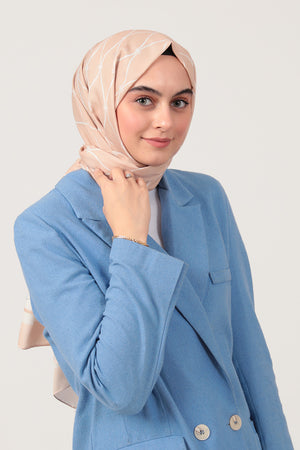 Pamuk İpek Şal - Dalga Desen - Kavuniçi