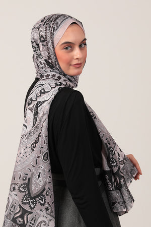 Pamuk İpek Şal - Damla Desen - Vizon